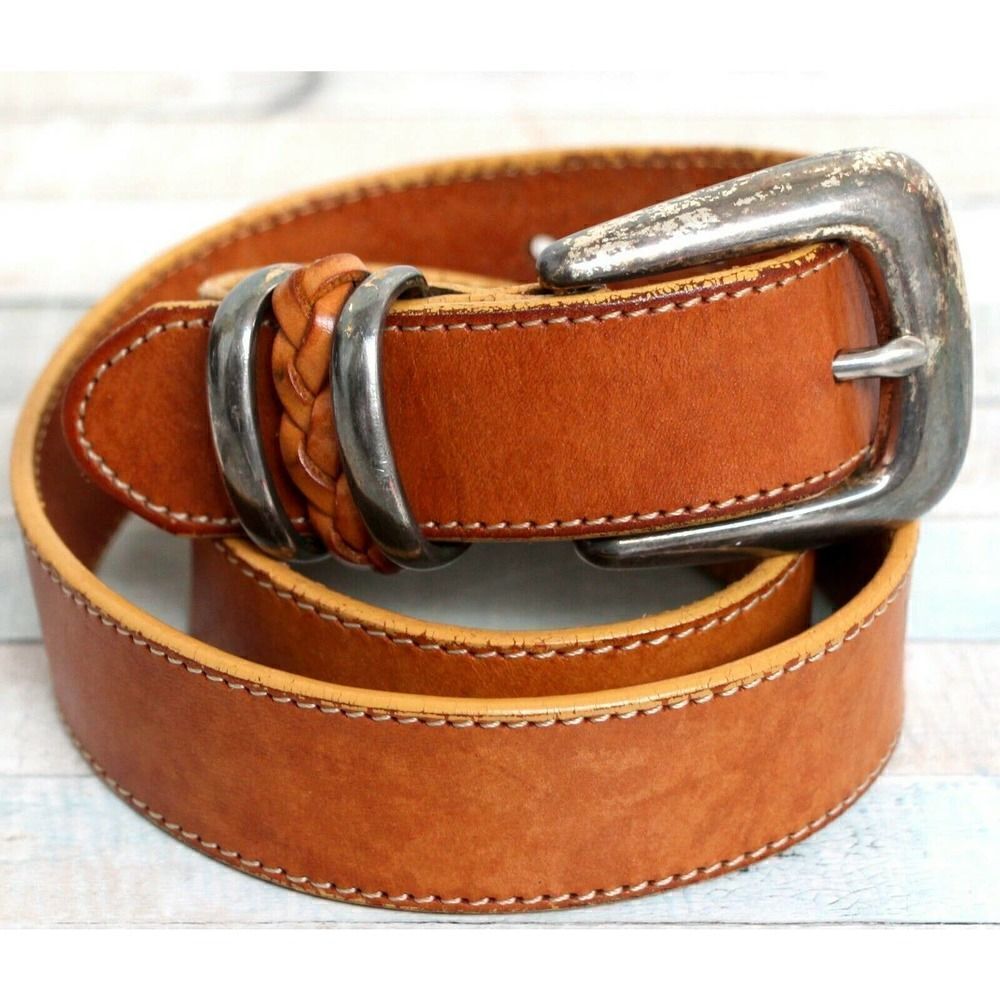 Brighton TAN BROWN GENUINE LEATHER 1 1/8"Wd CASUAL DRESS WOMEN'S BELT S/M (59A - Picture 6 of 10